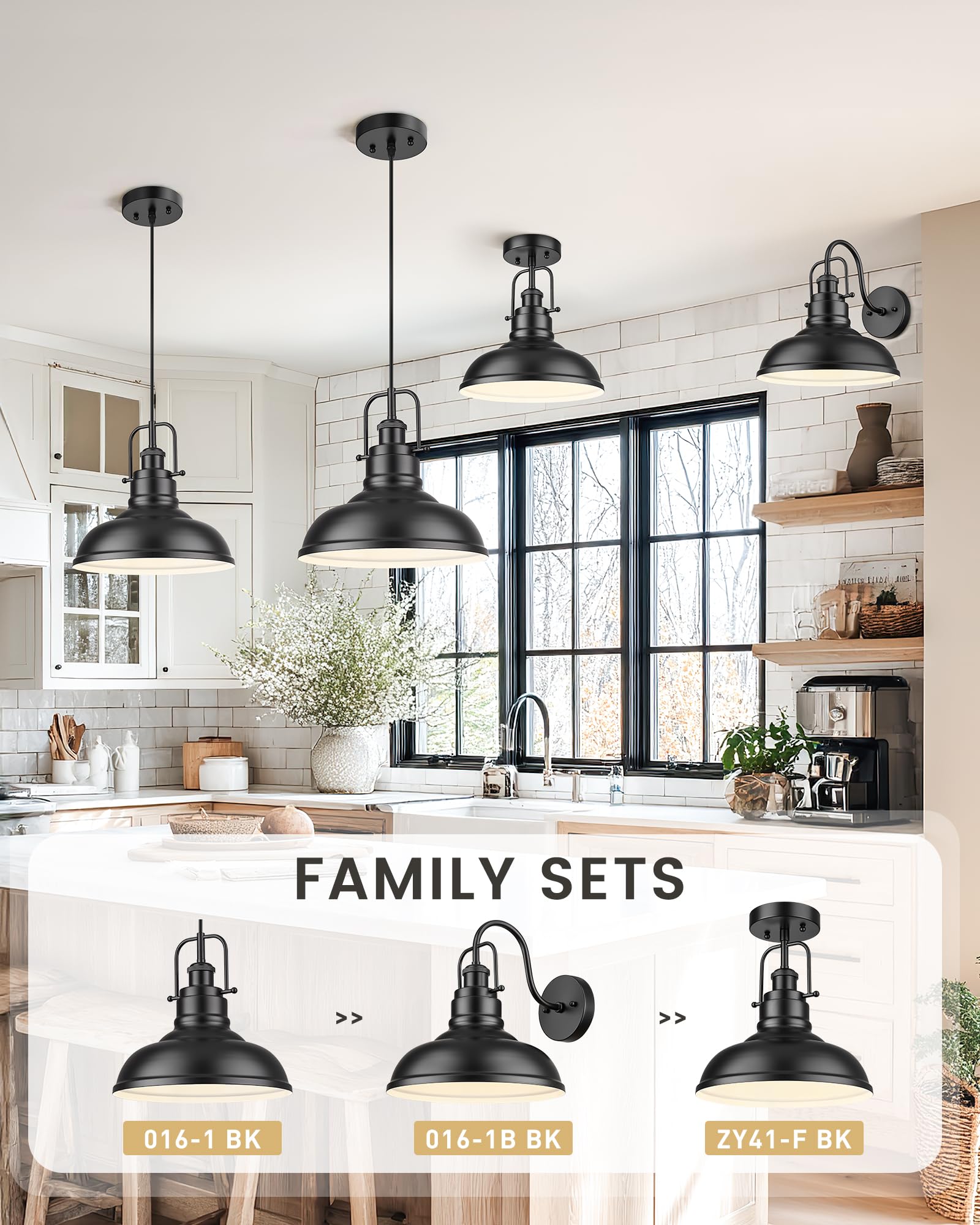 zeyu 11 Inch Semi Flush Mount Ceiling Light, Black Finish, ZY41-F